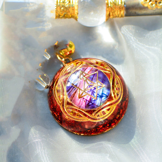 Sacred Geometric Red Crystal Necklace Pendant